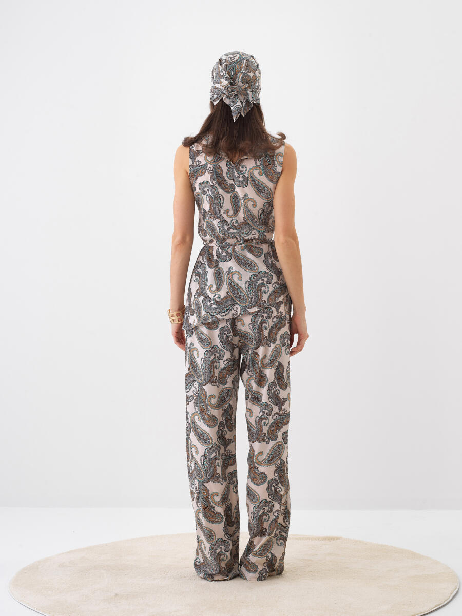 Beyaz Doğal Dökümlü Regular Fit Pantolon - 5