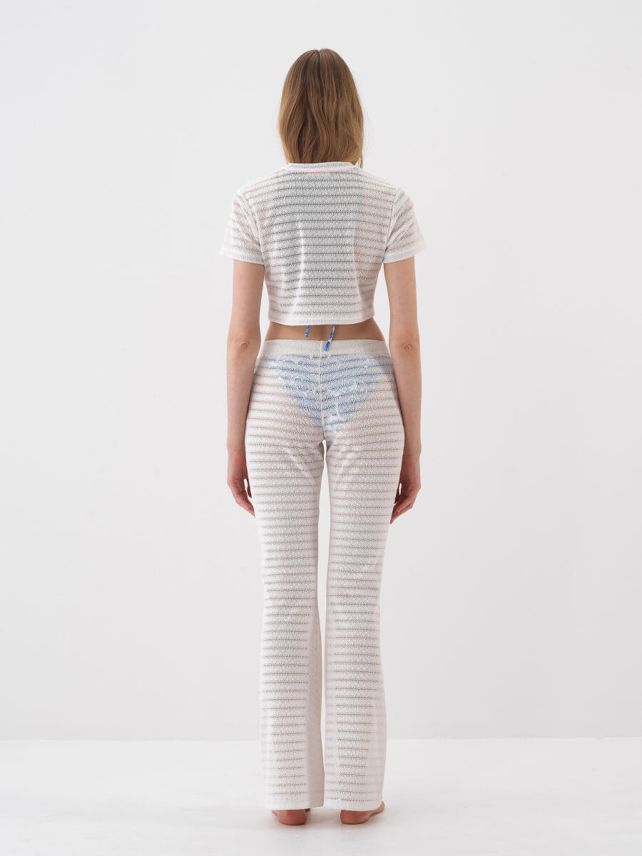 Beyaz Doğal Dökümlü Slim Fit Pantolon - 5