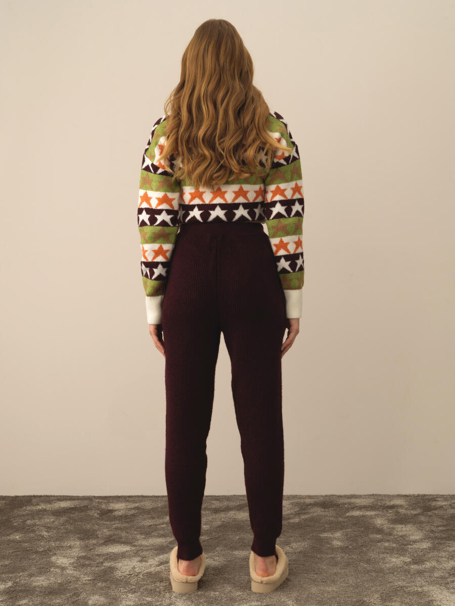 Bordo Lüks Pamuk Dokulu Regular Fit Pantolon - 4