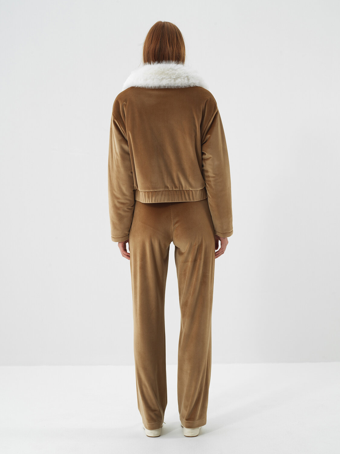 Camel Lüks Dokulu Soft Kadife Oversize Pantolon - Xint