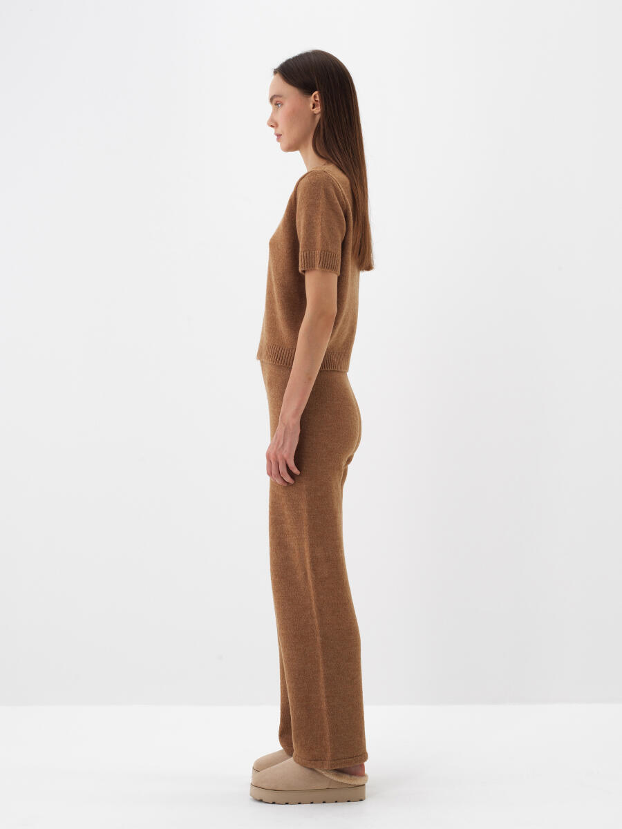 Camel Yumuşak Dokulu Oversize Pantolon - 3