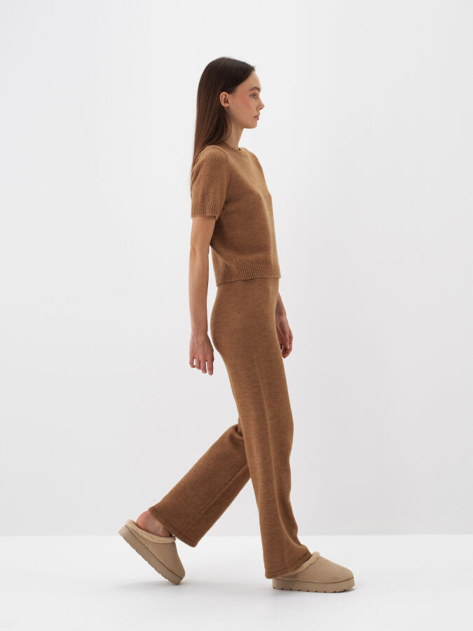 Camel Yumuşak Dokulu Oversize Pantolon - Xint