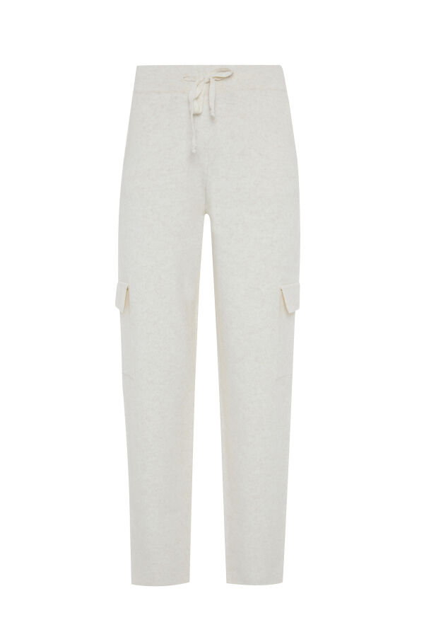 Ekru Doğal Yün Dokulu Regular Fit Pantolon - Xint