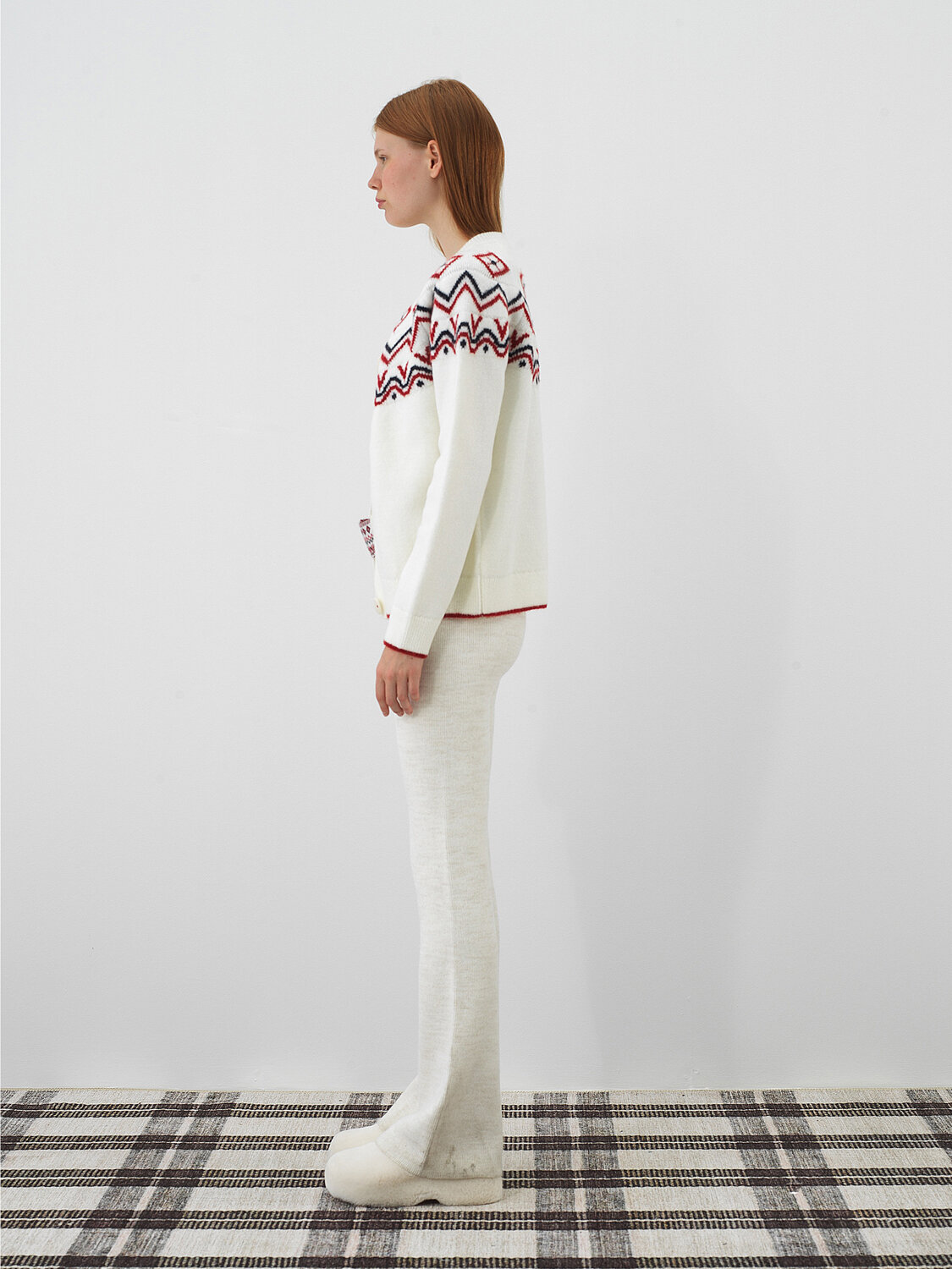 Ekru Doğal Yün Dokulu Regular Fit Pantolon - Xint