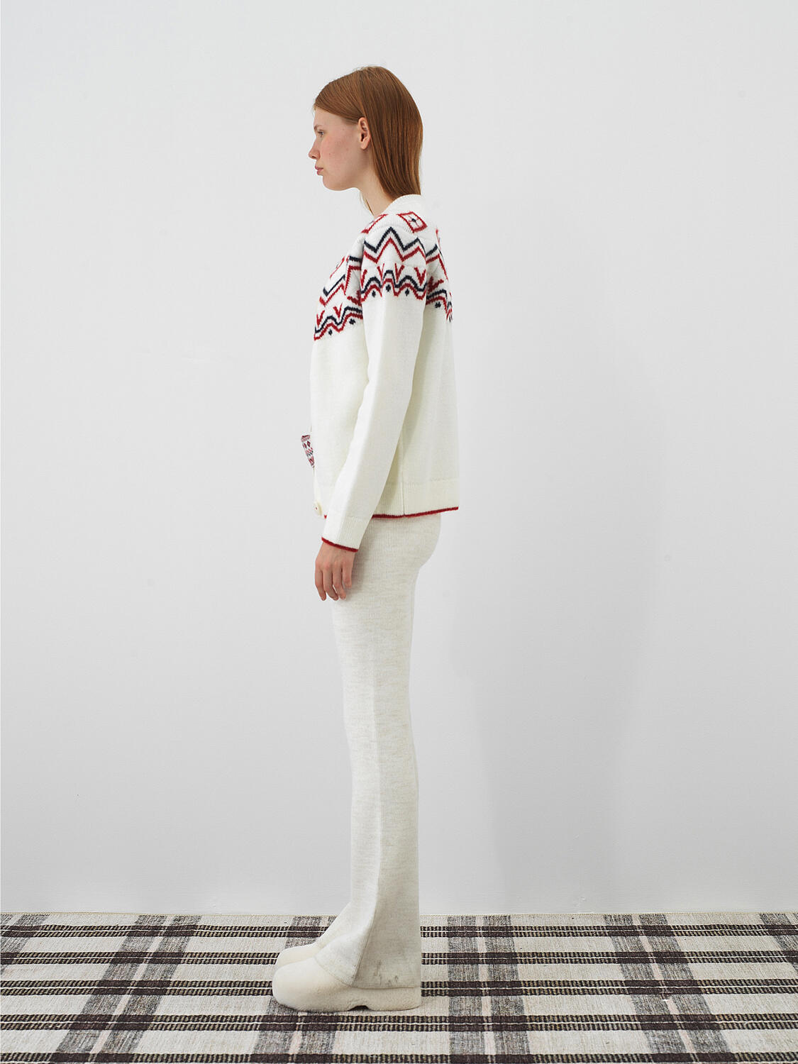 Ekru Doğal Yün Dokulu Regular Fit Pantolon - 3