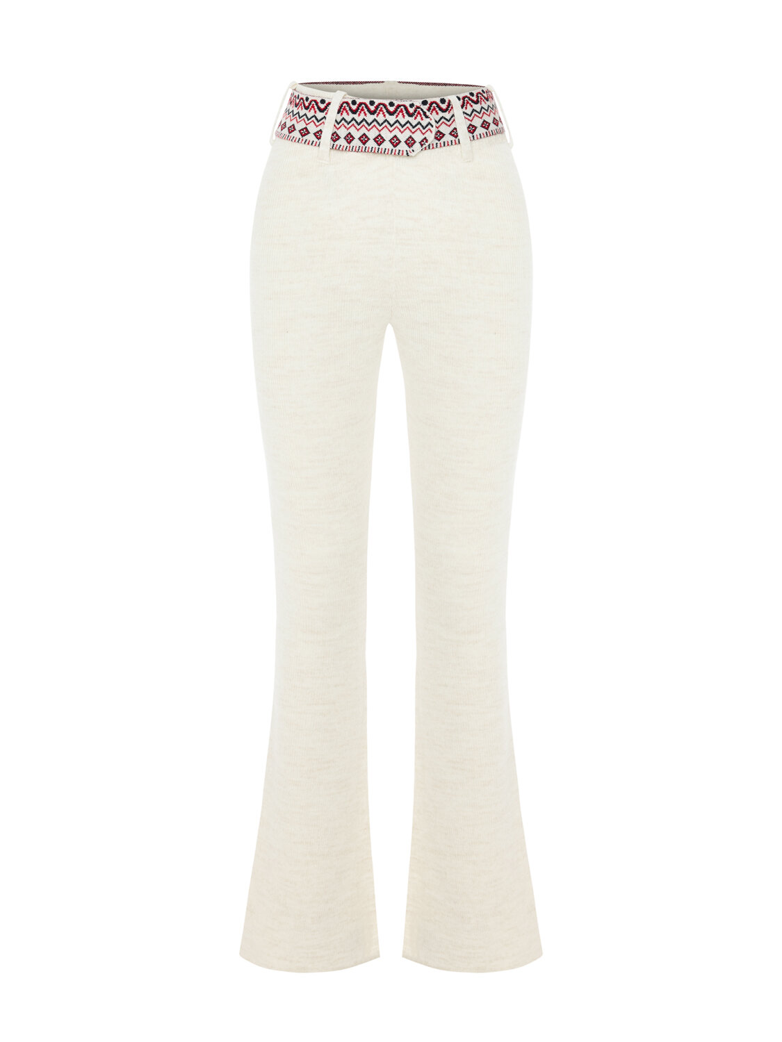 Ekru Doğal Yün Dokulu Regular Fit Pantolon - Xint