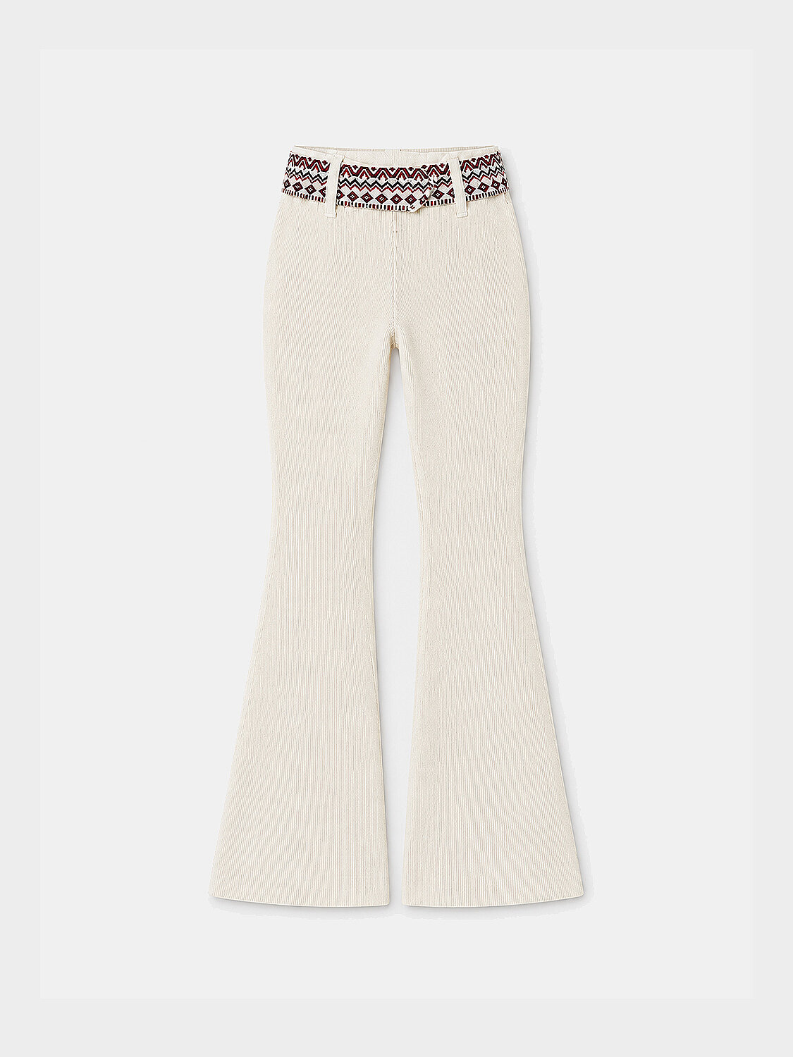 Ekru Doğal Yün Dokulu Regular Fit Pantolon
