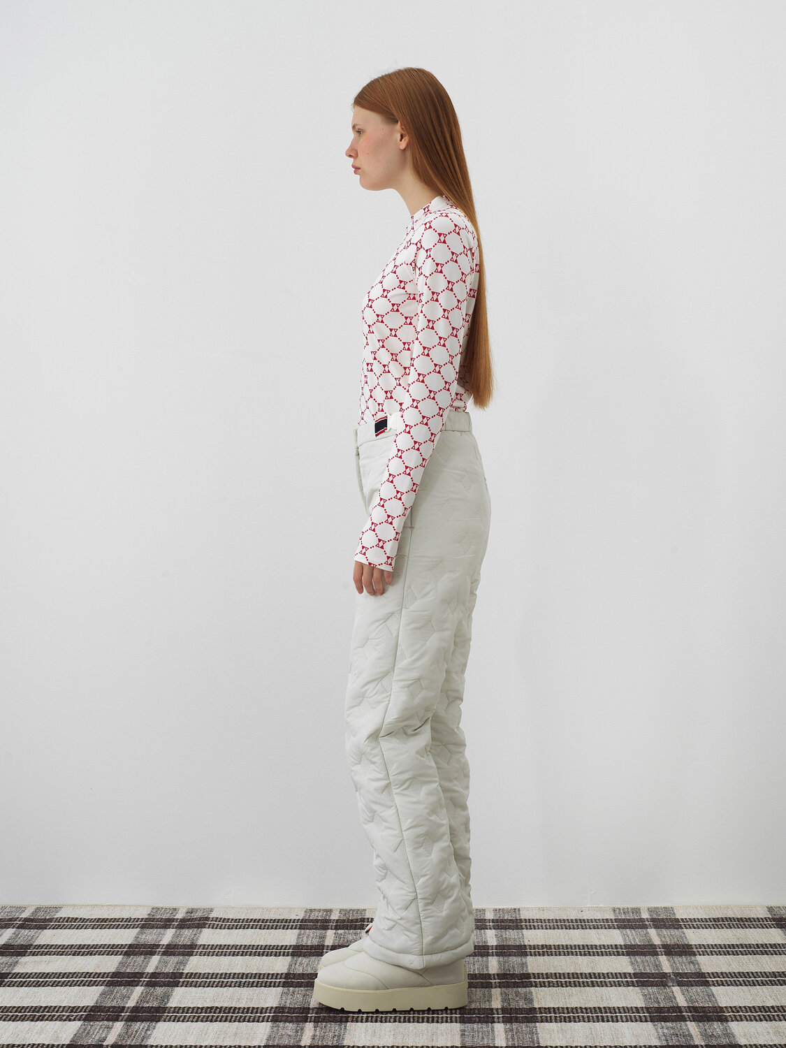 Ekru Kapitone Dokulu Oversize Pantolon - Xint