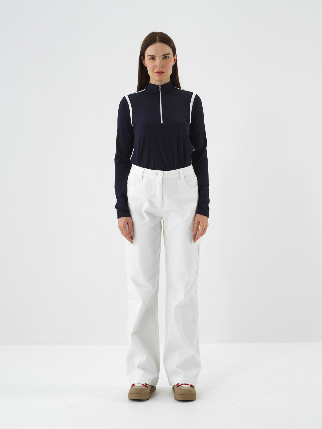 Ekru Pamuk Dokulu Oversize Pantolon - Xint