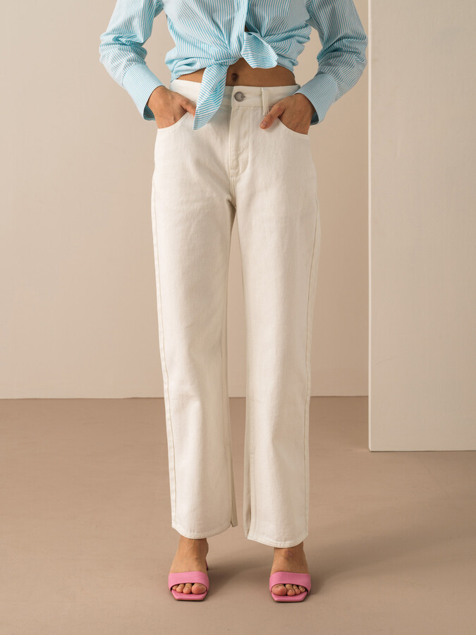 Ekru  Regular Fit Pantolon