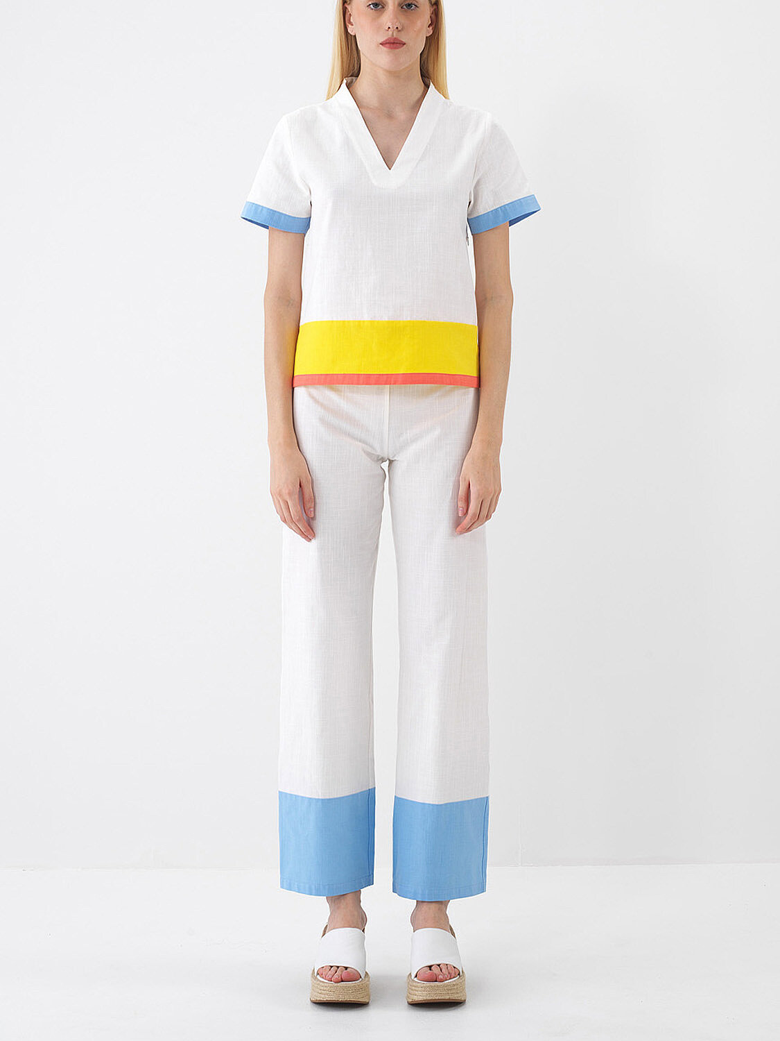 Ekru Pamuk Dokulu Regular Fit Pantolon (1)