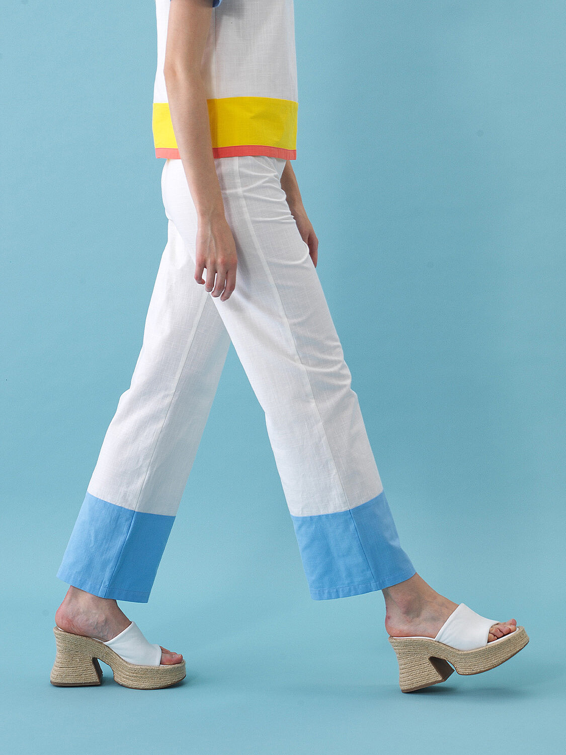 Ekru Pamuk Dokulu Regular Fit Pantolon