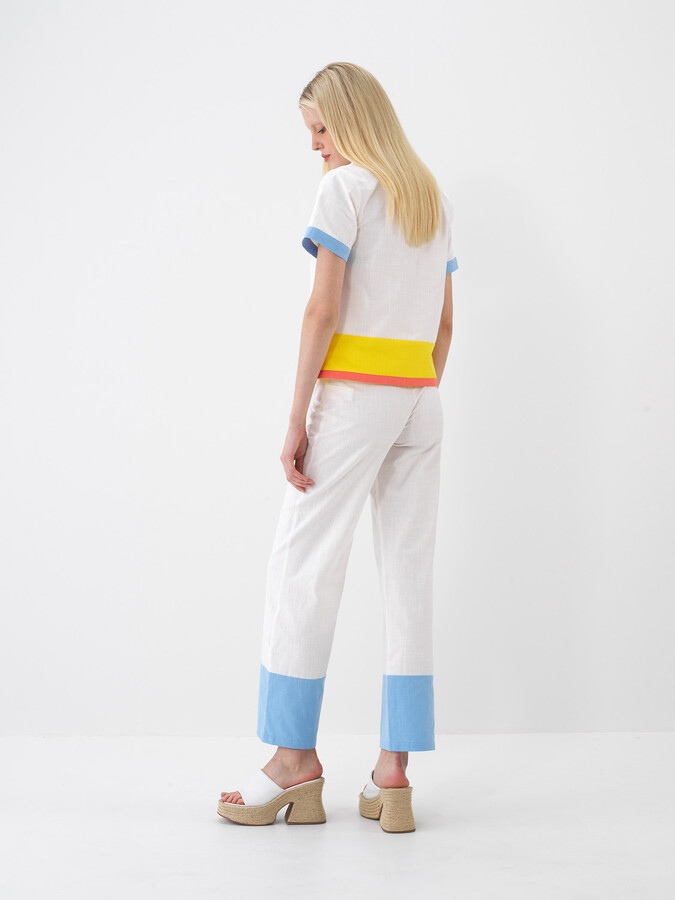 Ekru Pamuk Dokulu Regular Fit Pantolon - 6