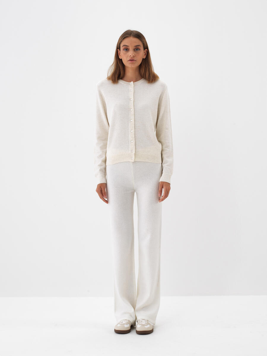 Ekru Yumuşak Dokulu Oversize Pantolon - 2