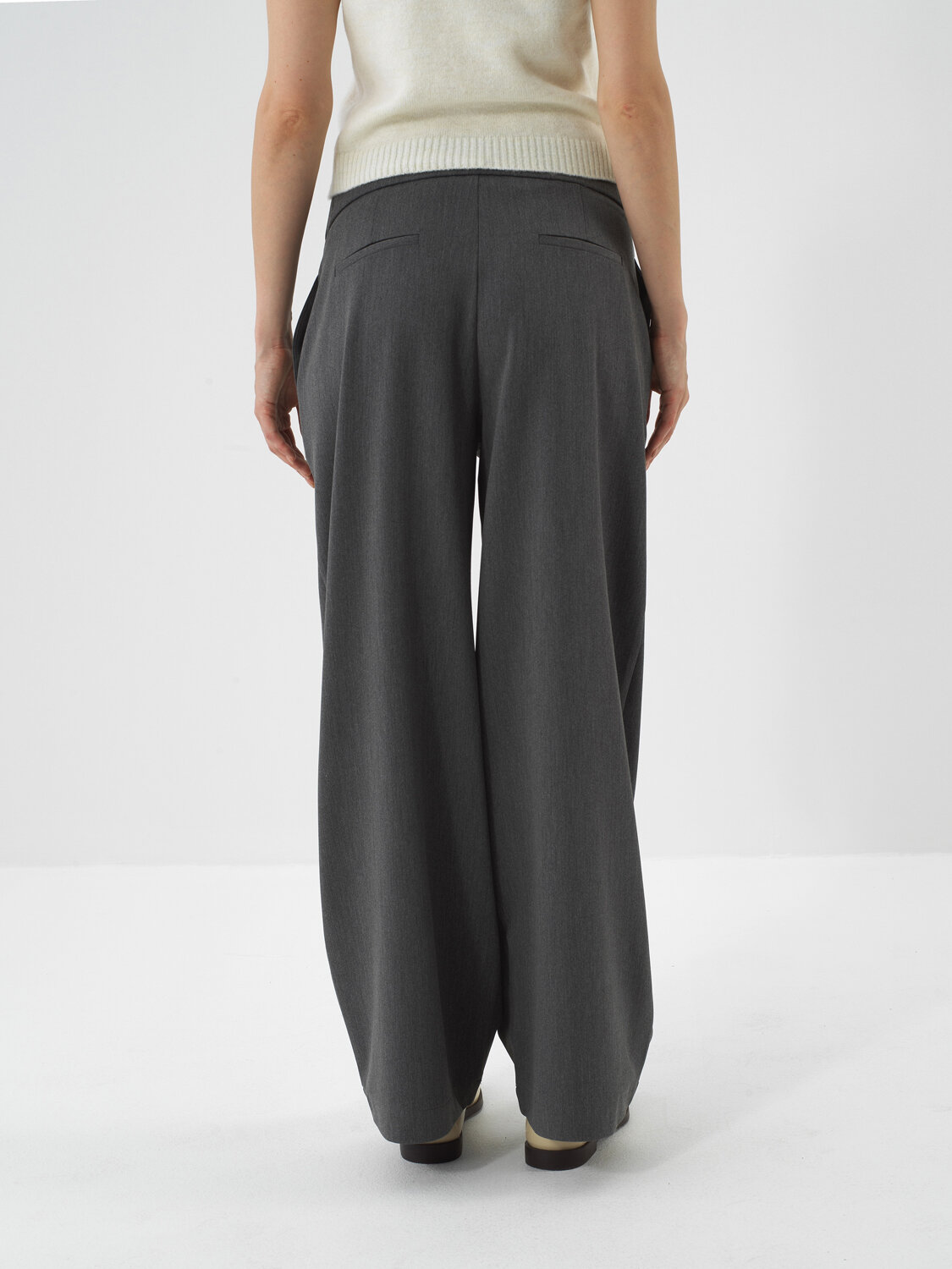 Gri Esnek Dokulu Oversize Pantolon - Xint