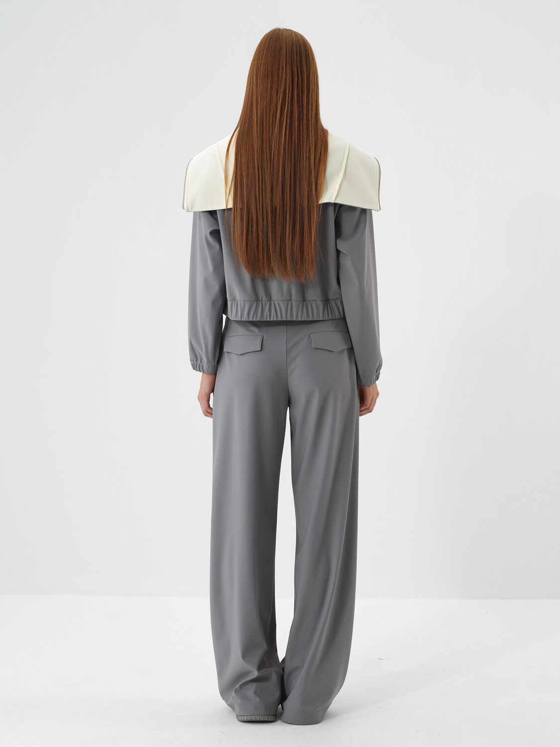 Gri Esnek Dokulu Oversize Pantolon - Xint