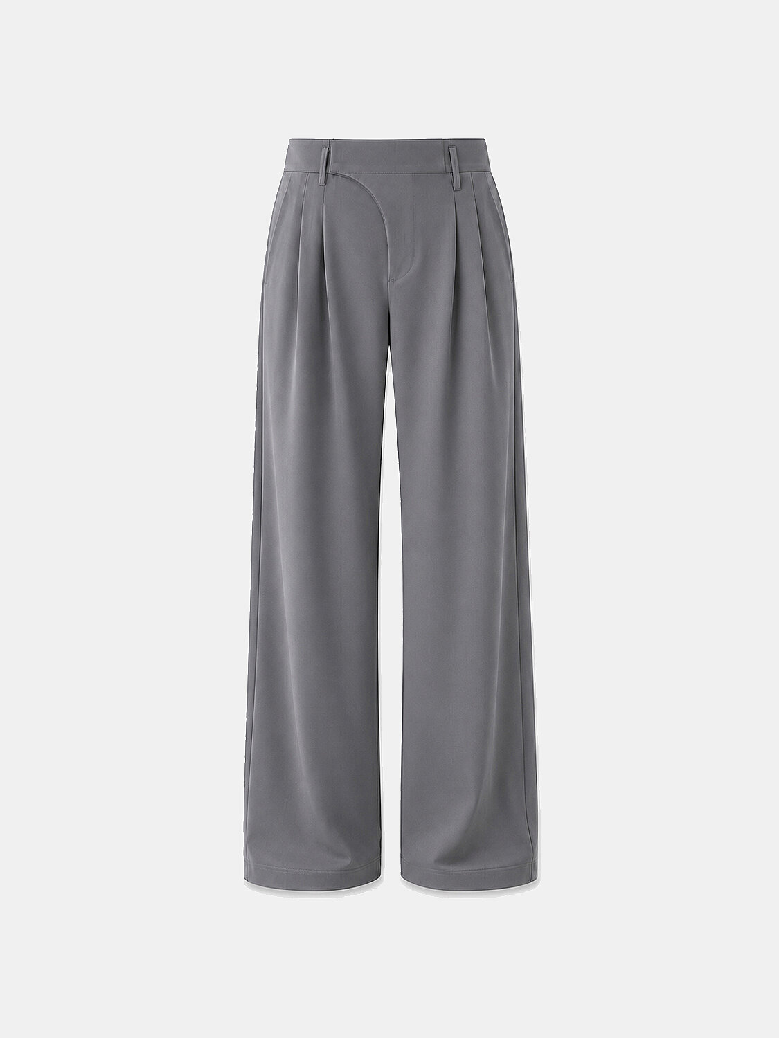 Gri Esnek Dokulu Oversize Pantolon - 1