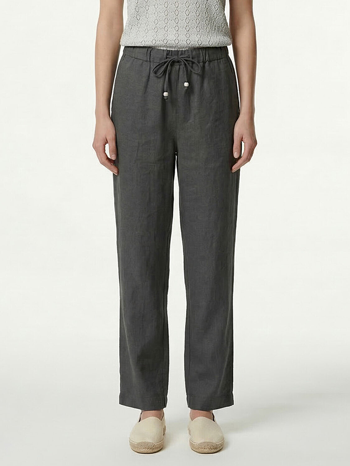 Haki %100 Keten Oversize Pantolon (1)