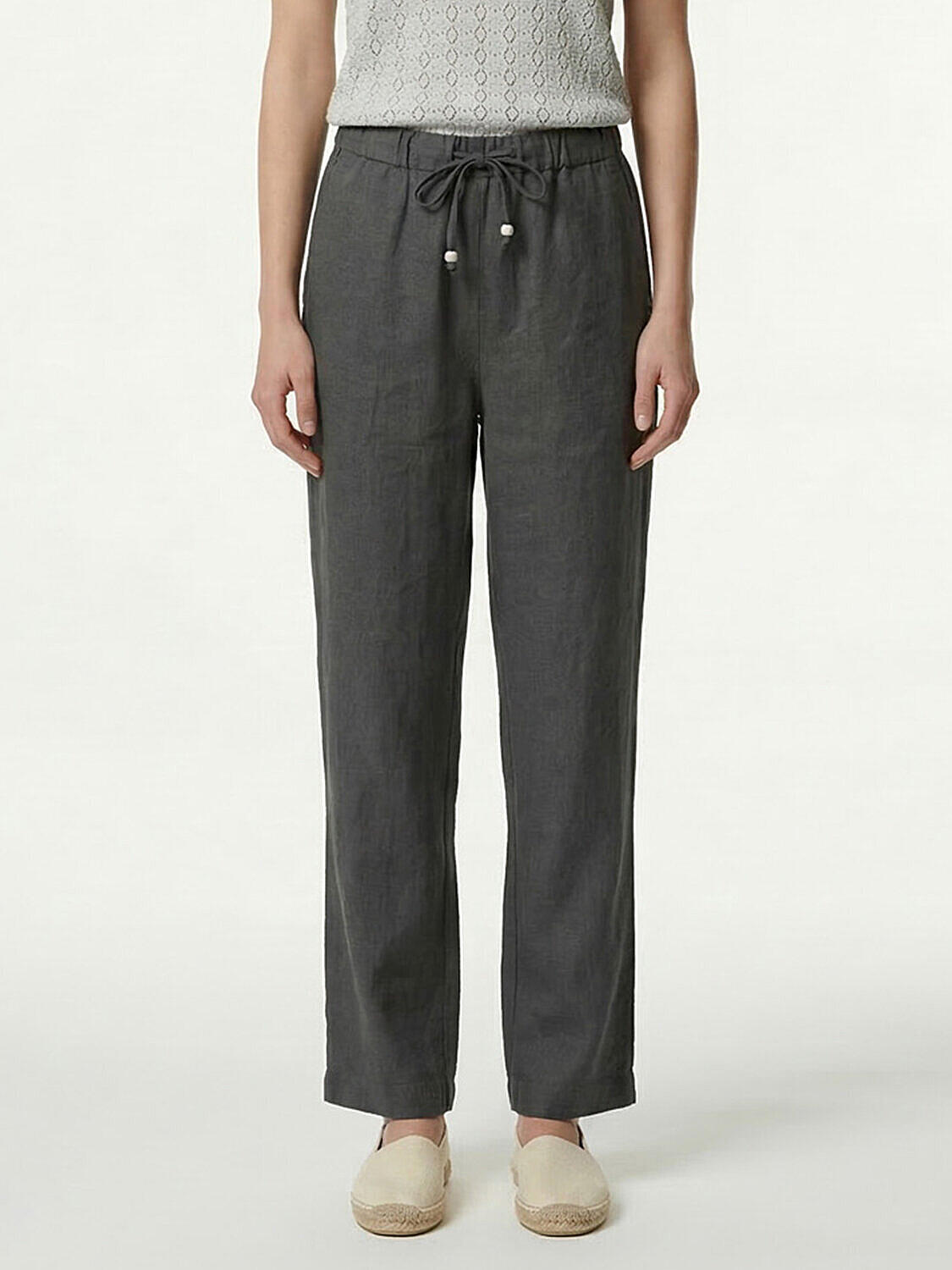 Haki %100 Keten Oversize Pantolon (1)