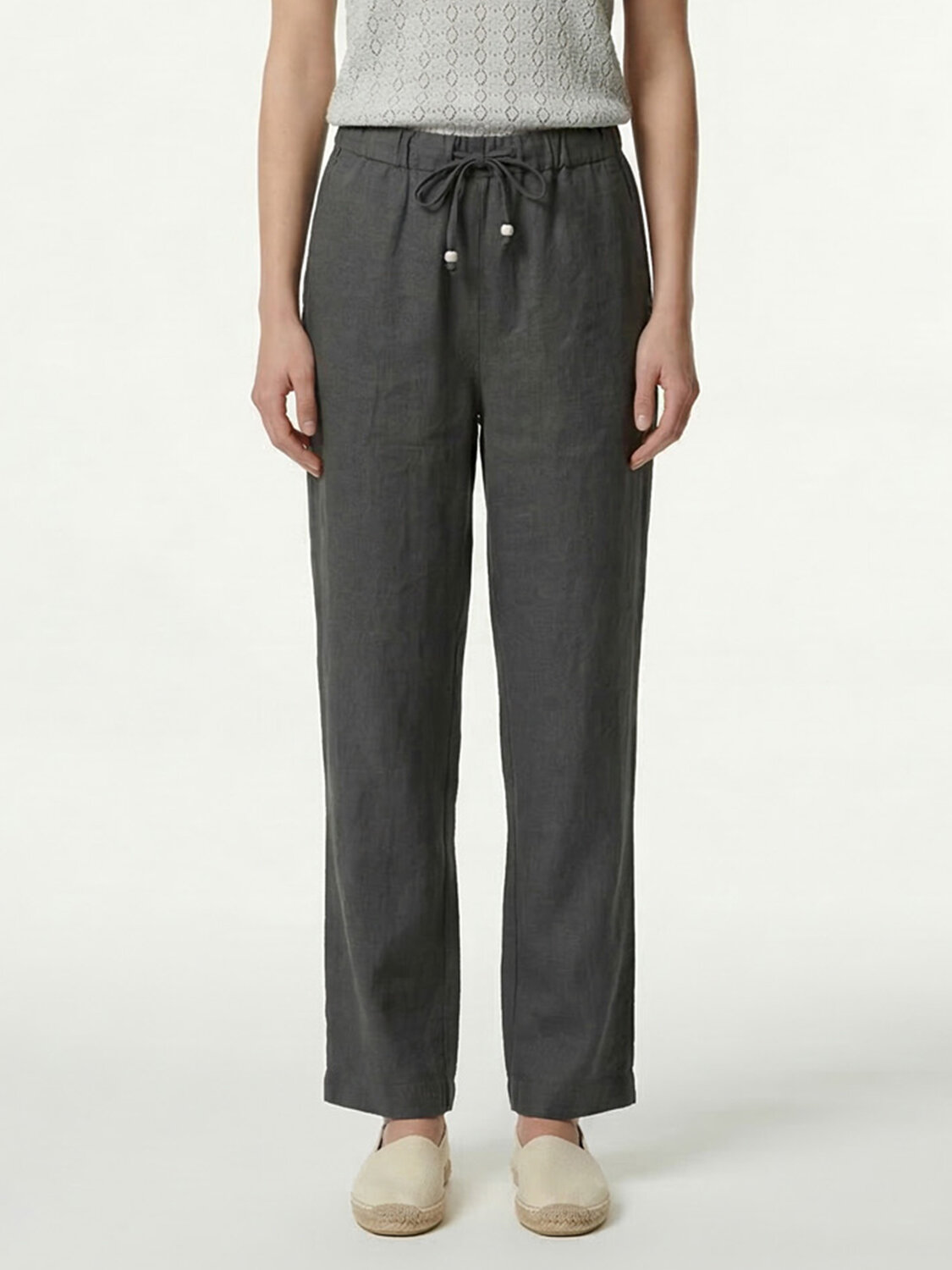 Haki %100 Keten Oversize Pantolon