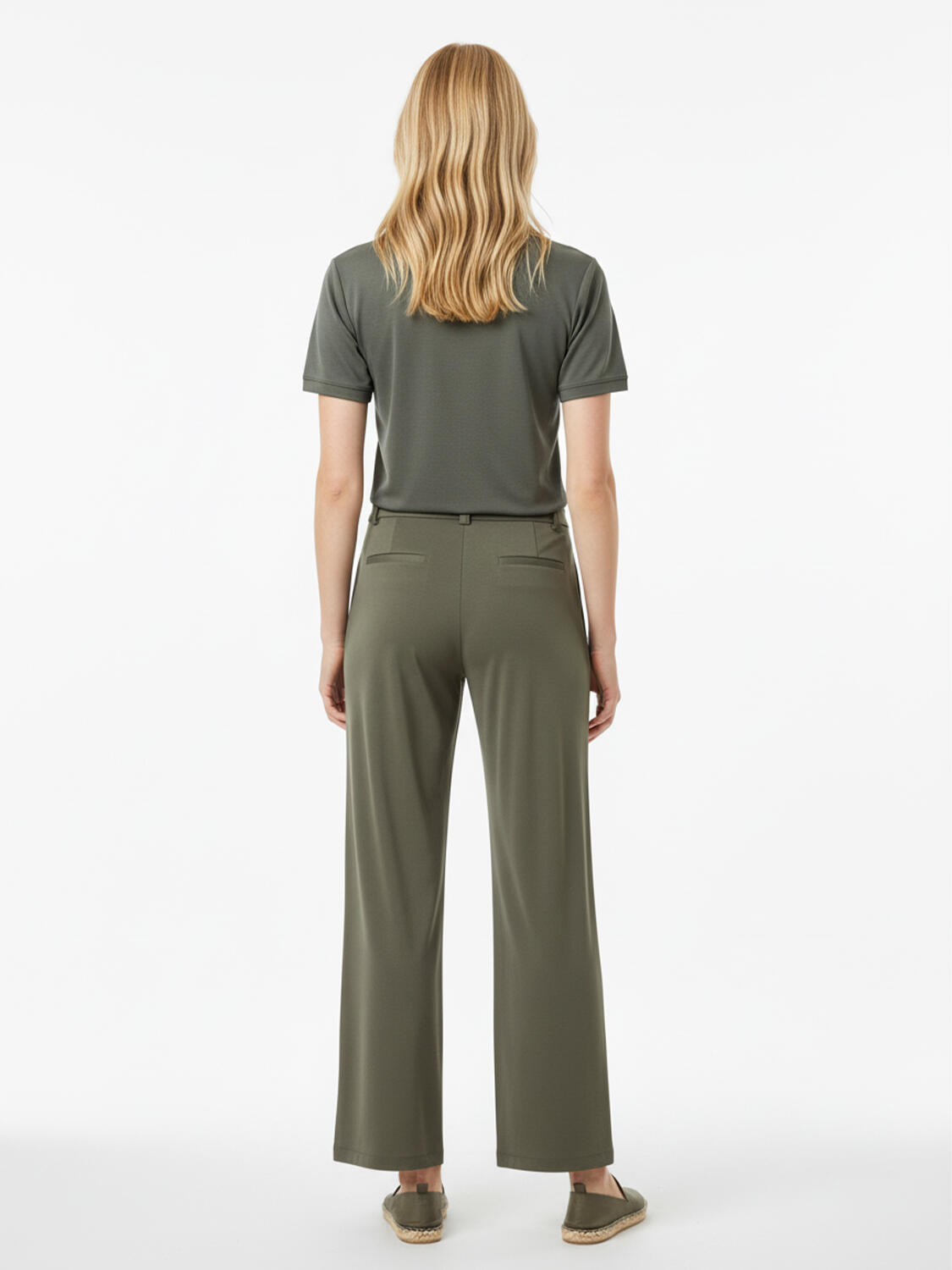 Haki Doğal Akışlı Oversize Pantolon - 3