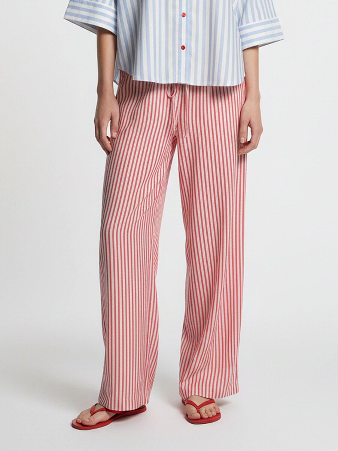 Kırmızı Doğal Dökümlü Oversize Pantolon - 1