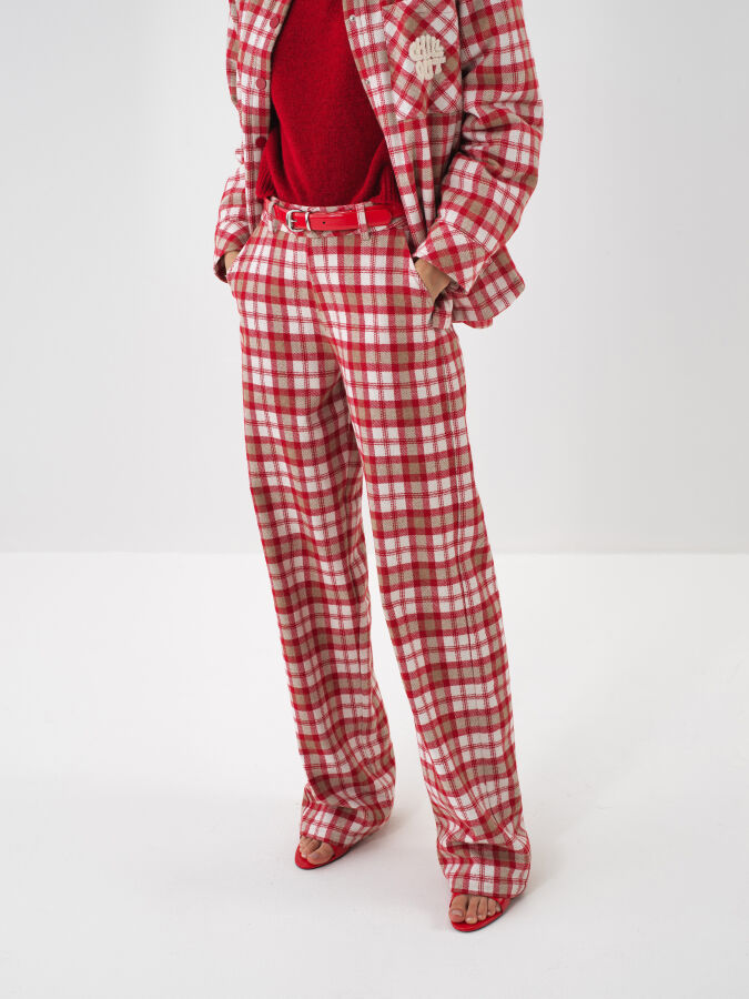 Kırmızı Formunu Koruyan Oversize Pantolon - Xint