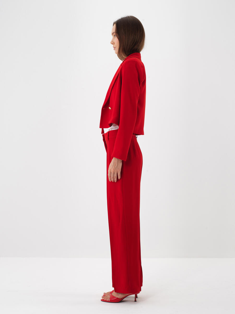 Kırmızı Formunu Koruyan Regular Fit Pantolon - 3