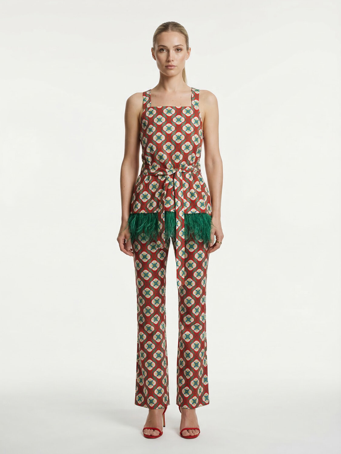 Kırmızı Keten Karışımlı Regular Fit Pantolon - 2