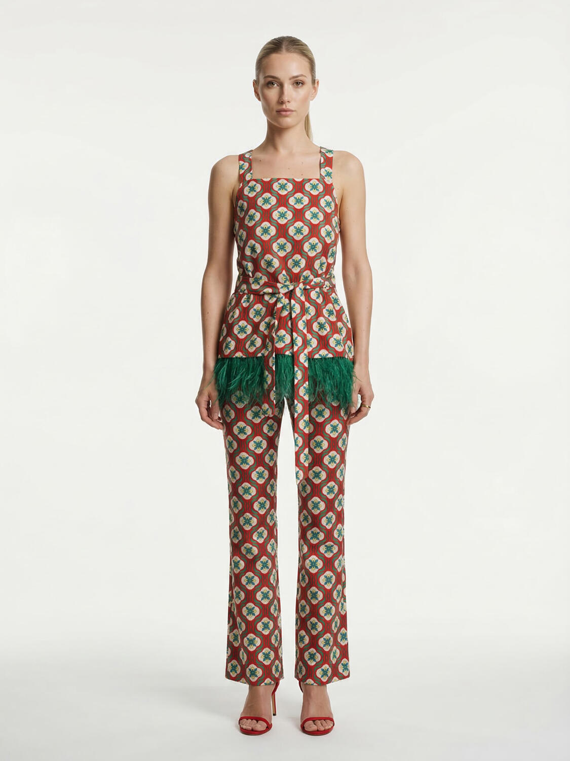 Kırmızı Keten Karışımlı Regular Fit Pantolon - 2