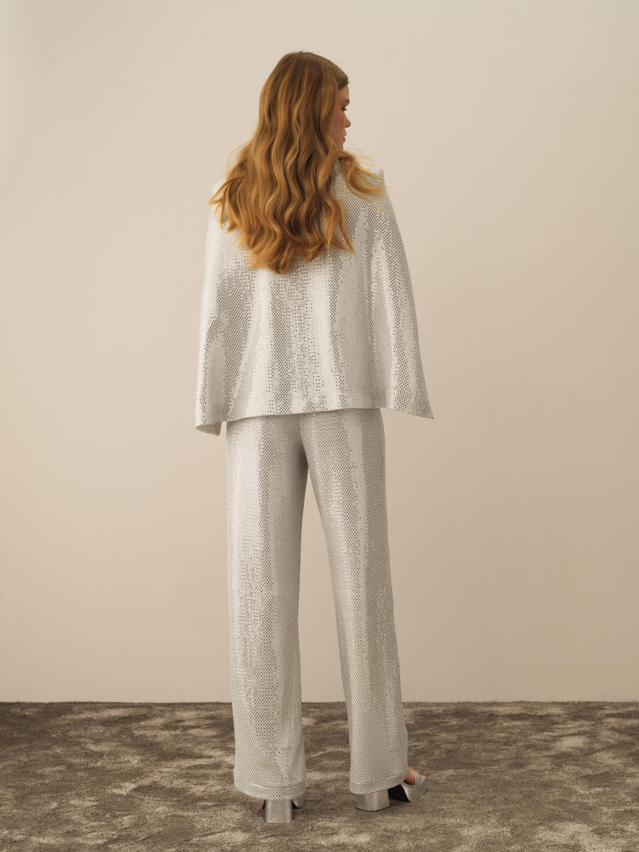 Koyu Gri Esnek Dokulu Oversize Pantolon - 4