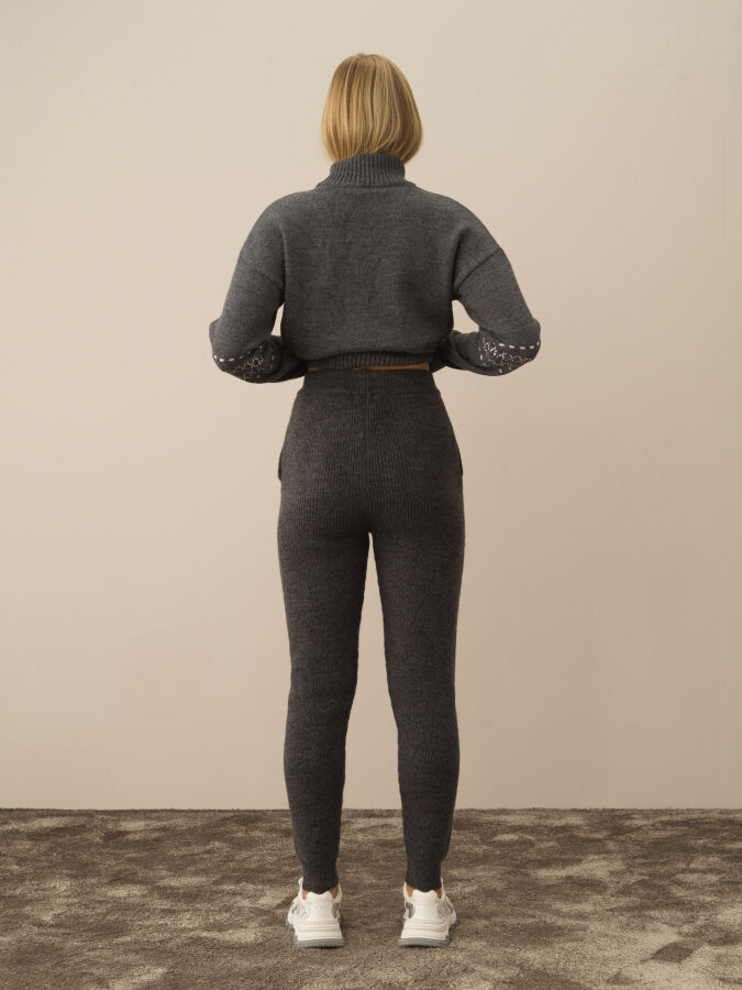 Koyu Gri Lüks Pamuk Dokulu Regular Fit Pantolon - Xint