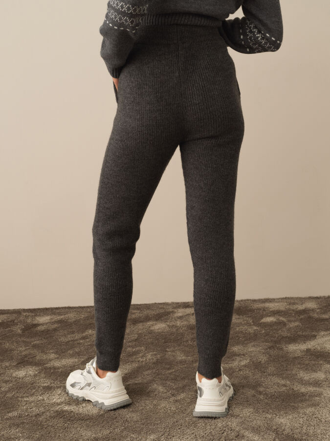 Koyu Gri Lüks Pamuk Dokulu Regular Fit Pantolon - Xint