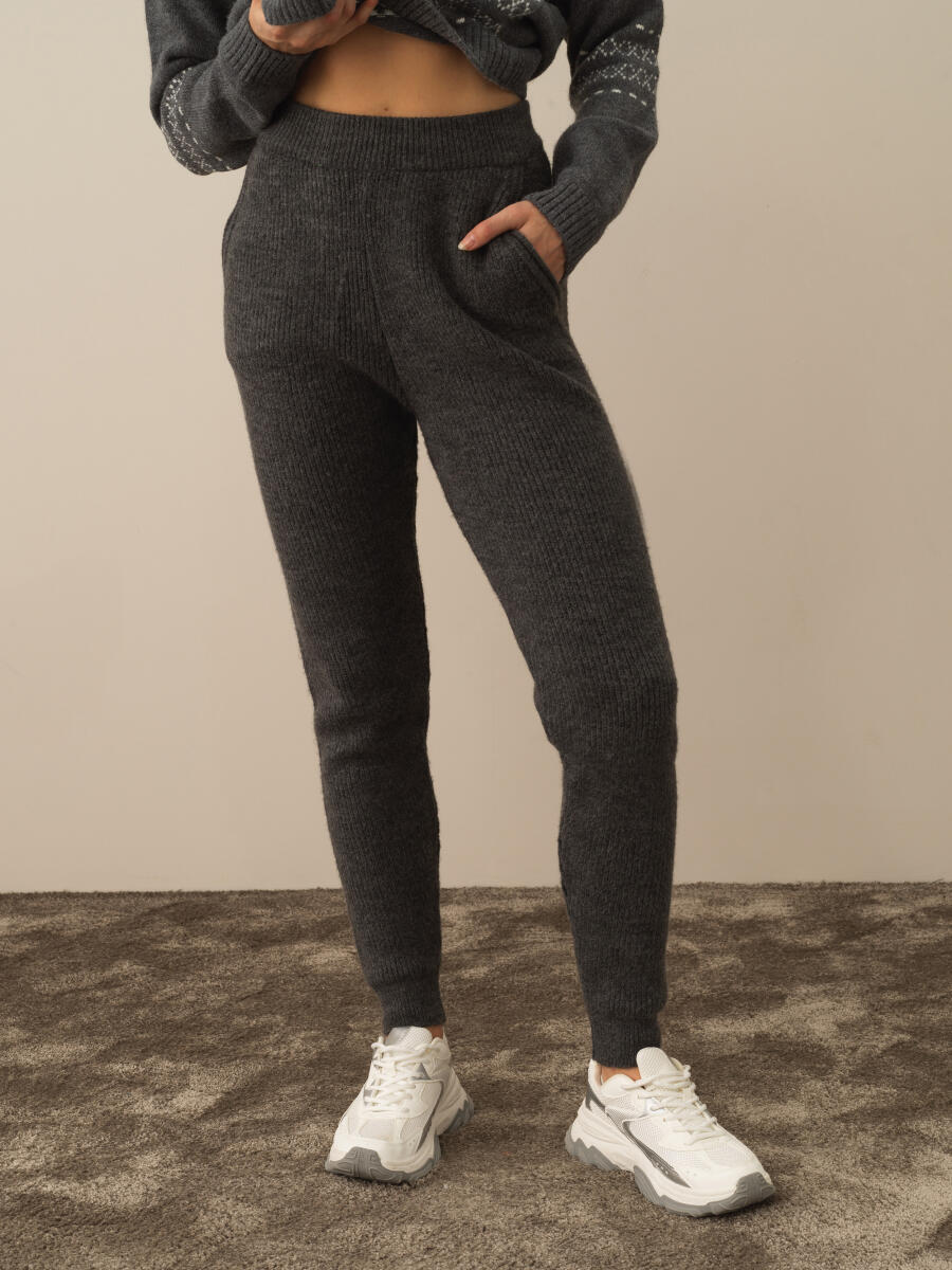 Koyu Gri Lüks Pamuk Dokulu Regular Fit Pantolon