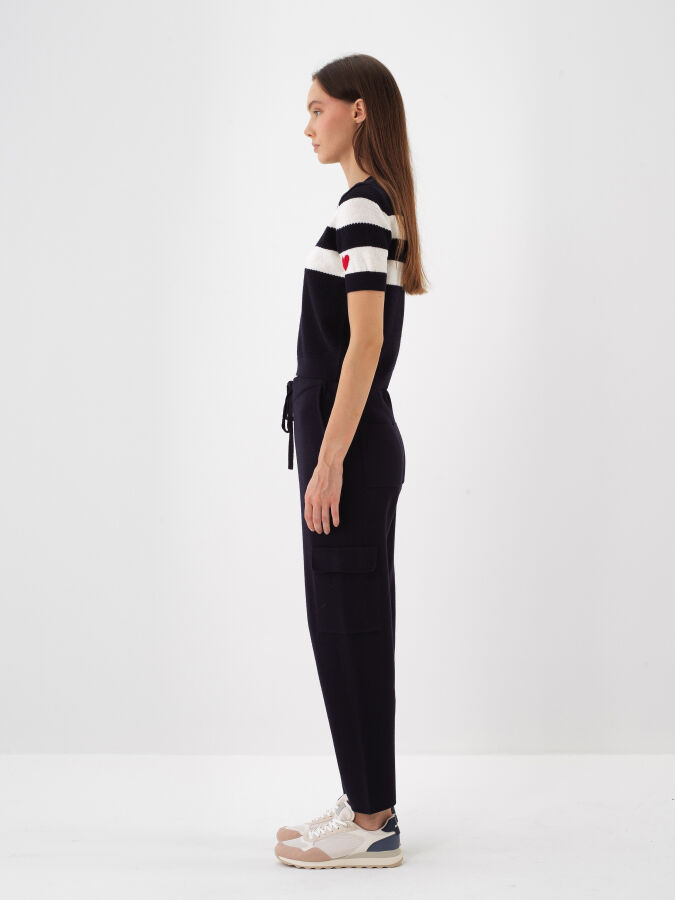 Lacivert Doğal Yün Dokulu Regular Fit Pantolon - Xint