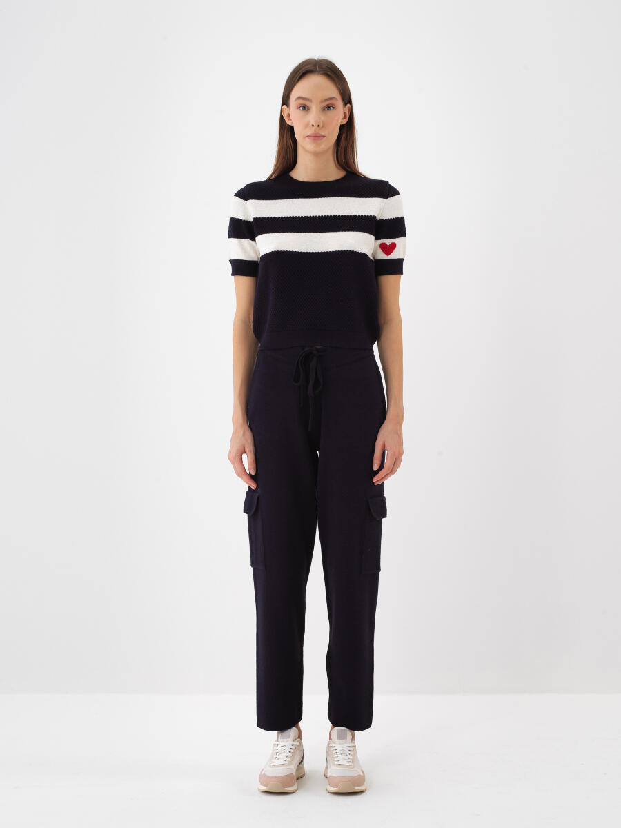 Lacivert Doğal Yün Dokulu Regular Fit Pantolon - 2