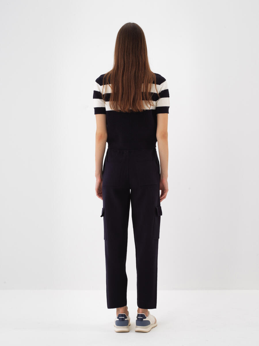 Lacivert Doğal Yün Dokulu Regular Fit Pantolon - 4