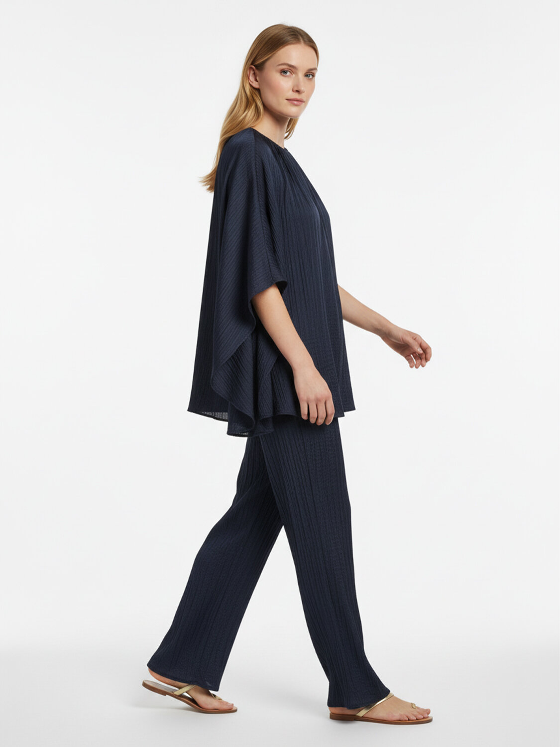 Lacivert Formunu Koruyan Oversize Pantolon - 3