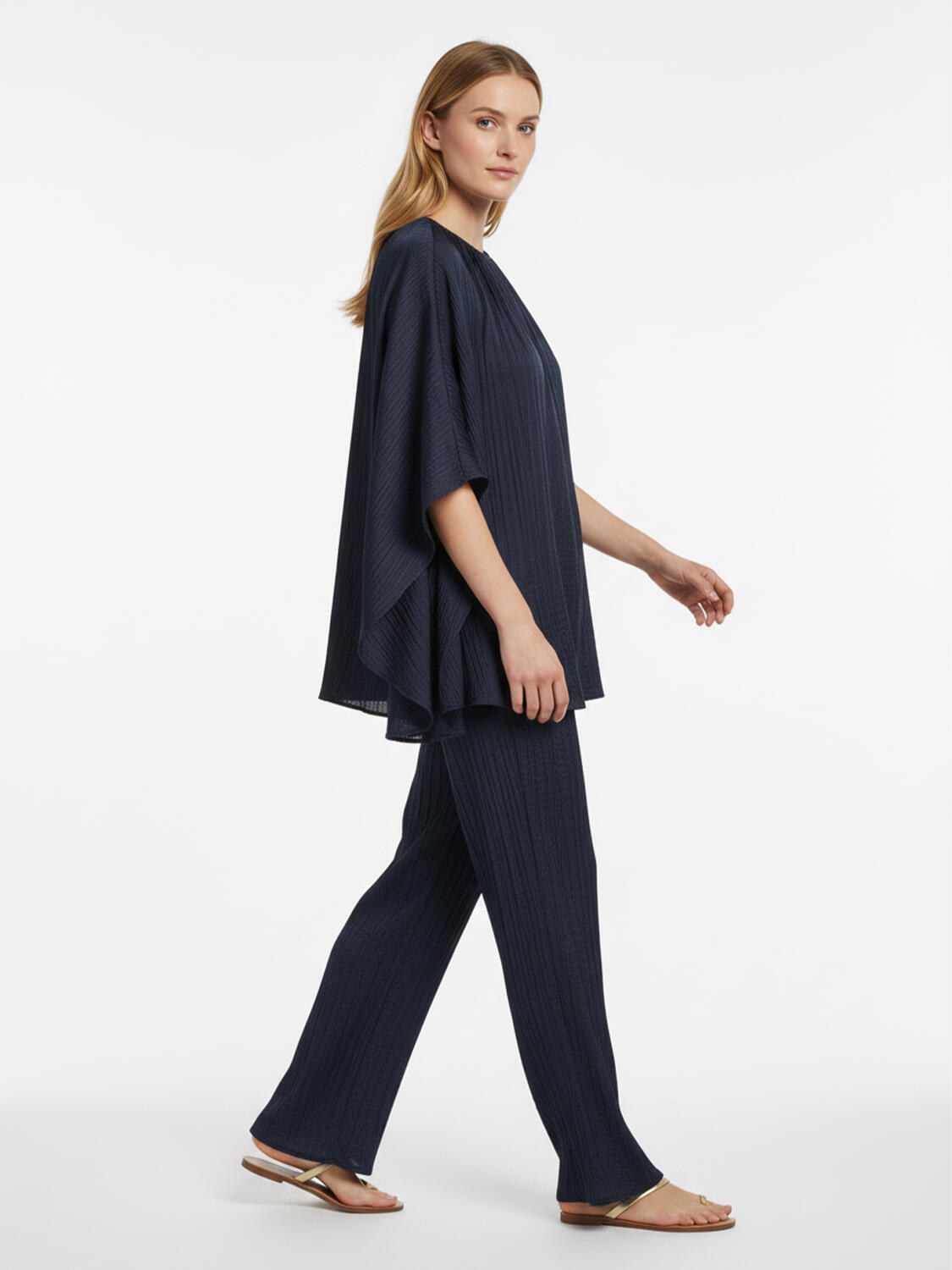 Lacivert Formunu Koruyan Oversize Pantolon - 3