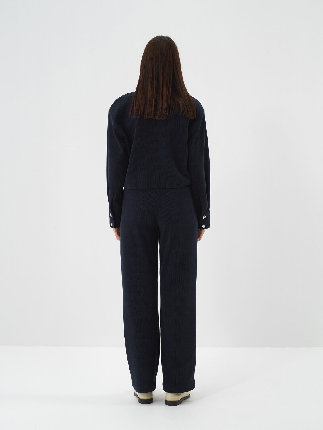 Lacivert Lüks Dokulu Soft Kadife Regular Fit Pantolon - Xint