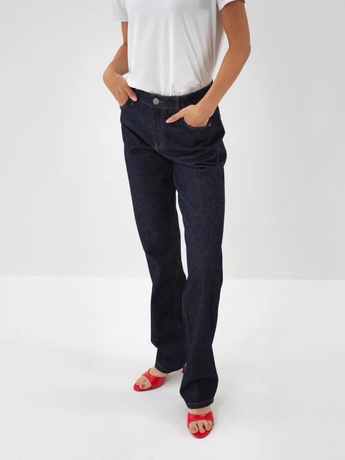 Lacivert Oversize Pamuklu Denim Pantolon (1)
