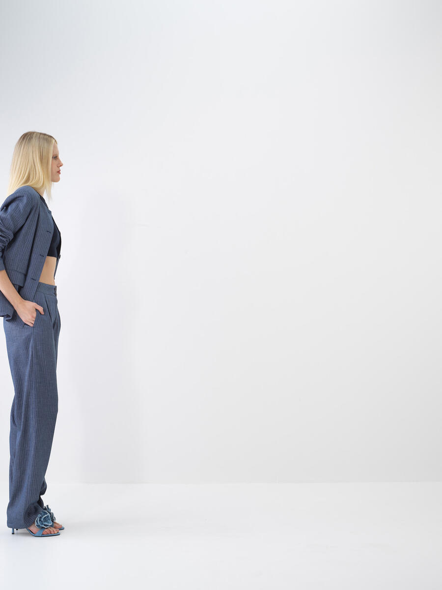 Lacivert Keten Karışımlı Regular Fit Pantolon - 3