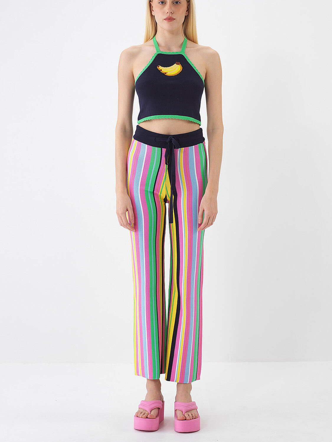 Lacivert Pamuk Dokulu Regular Fit Pantolon - 1