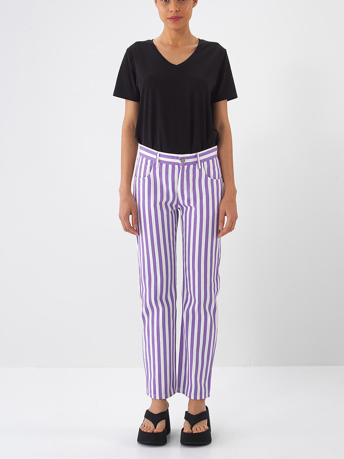 Lila Pamuk Dokulu Regular Fit Pantolon