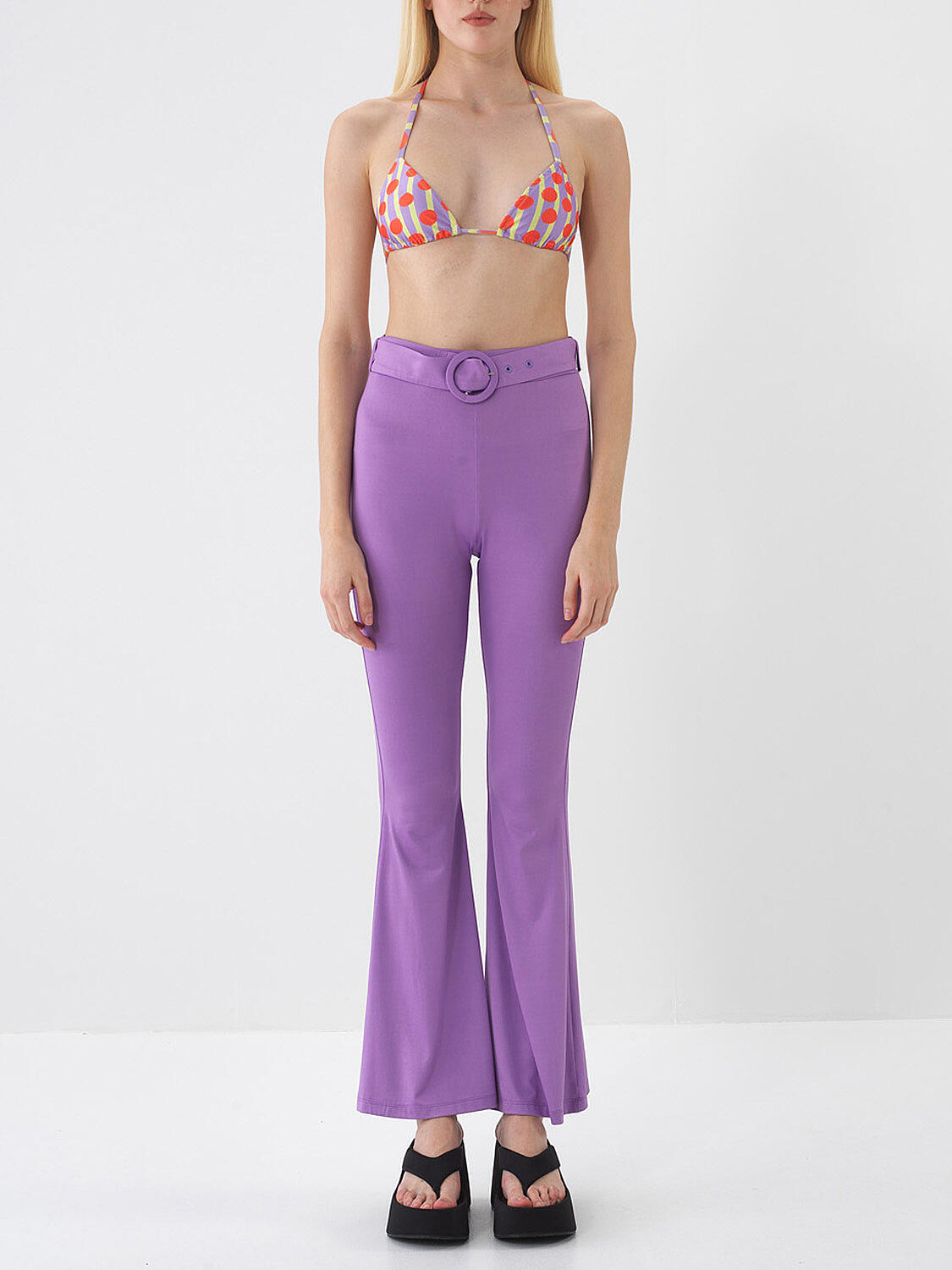 Lila Doğal Dökümlü Regular Fit Pantolon - 1
