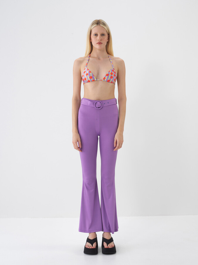 Lila Doğal Dökümlü Regular Fit Pantolon (1)