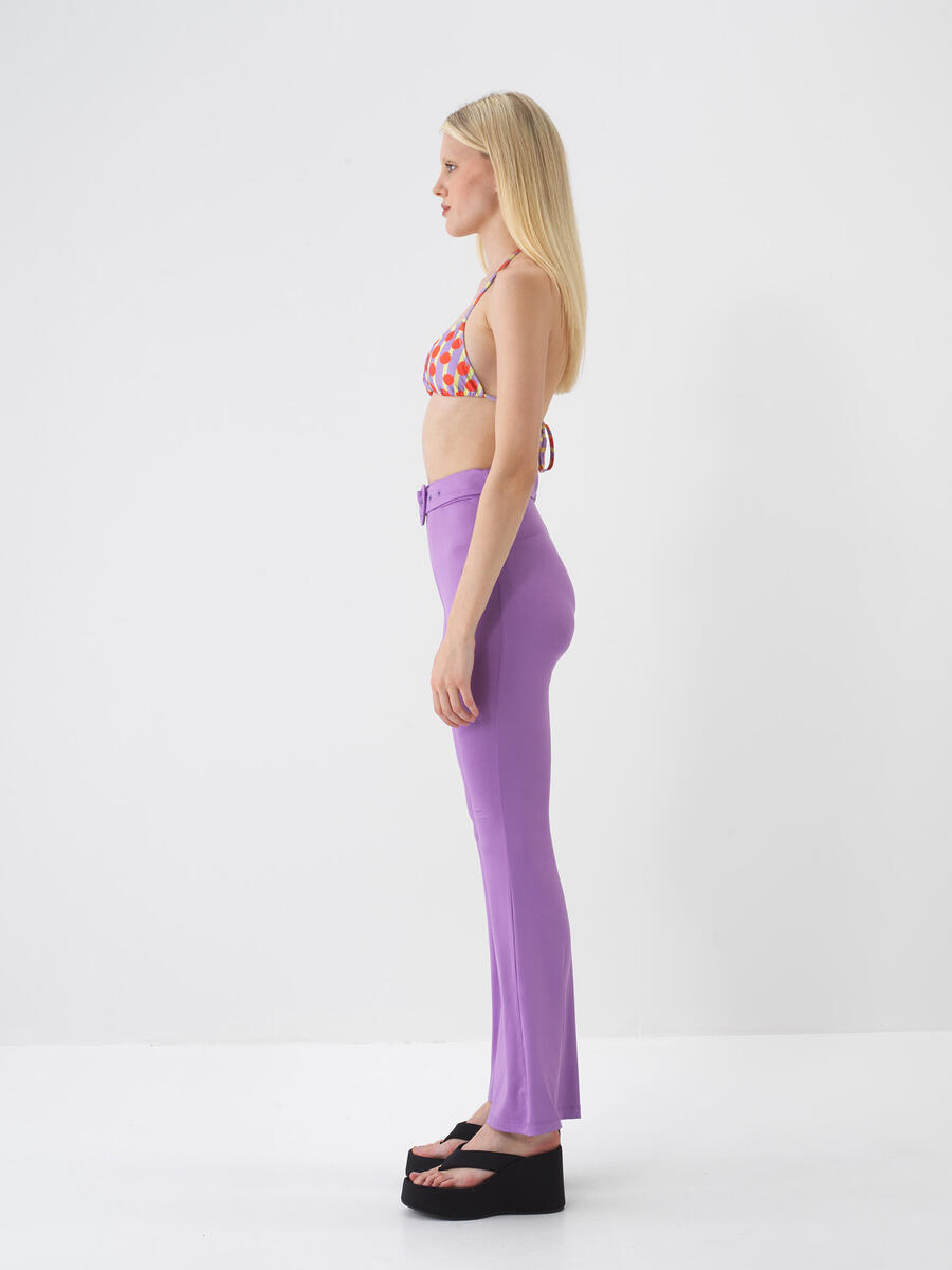 Lila Doğal Dökümlü Regular Fit Pantolon - 5