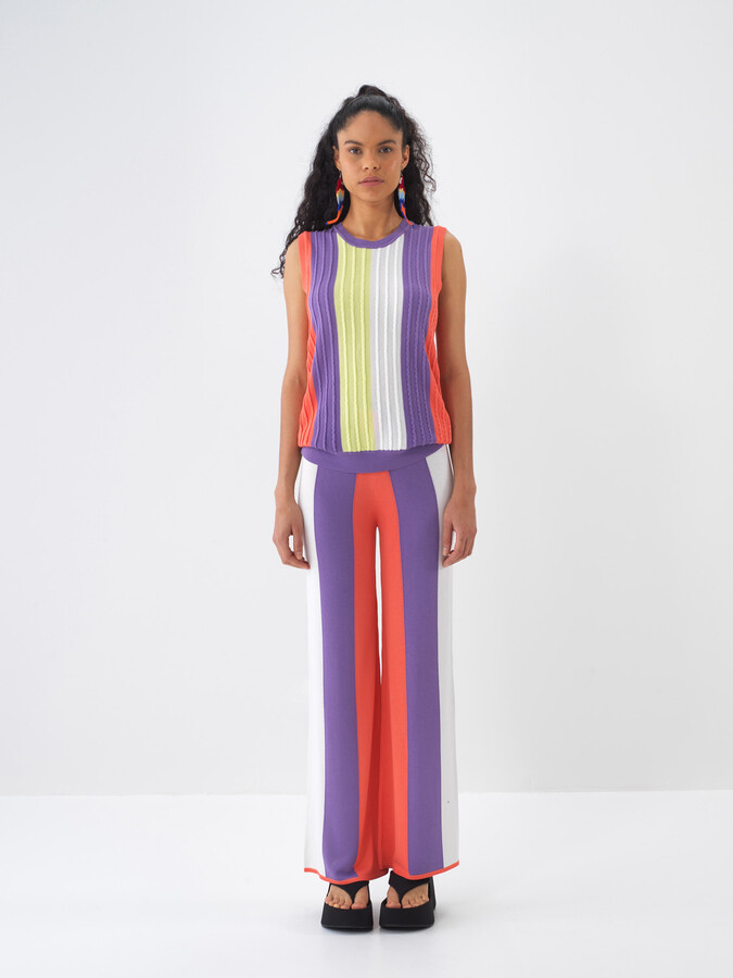 Lila Doğal Dökümlü Regular Fit Pantolon (1)