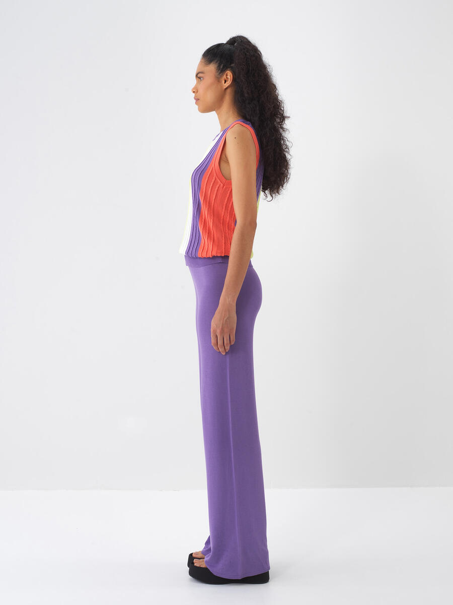 Lila Doğal Dökümlü Regular Fit Pantolon - 4