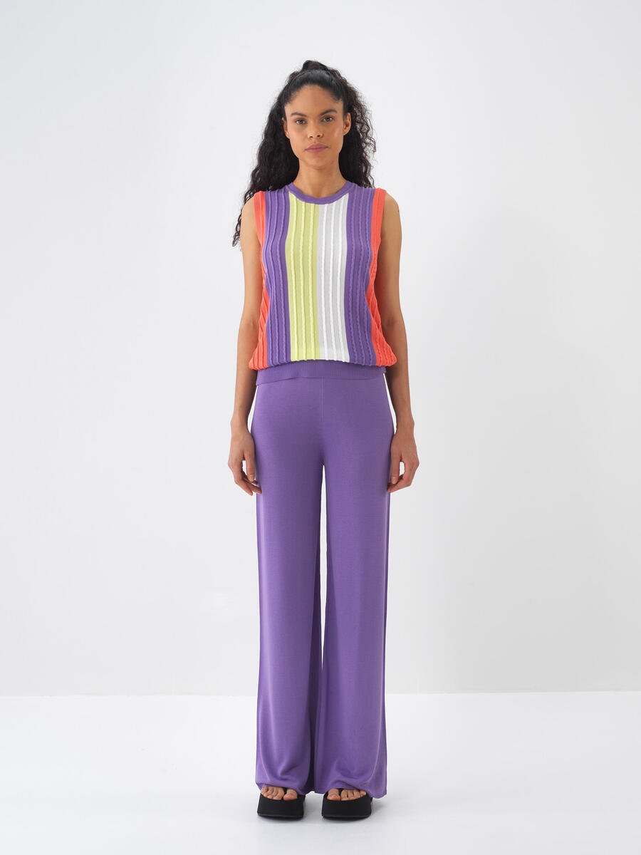 Lila Doğal Dökümlü Regular Fit Pantolon - 1